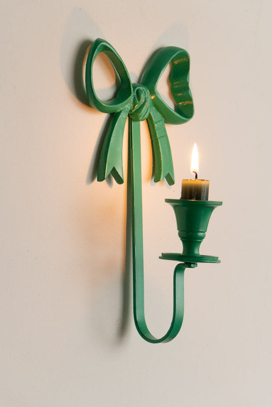 Green Bow Wall-Mounted Candle Holder