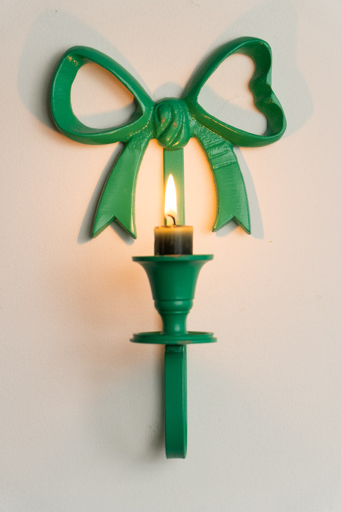 Green Bow Wall-Mounted Candle Holder