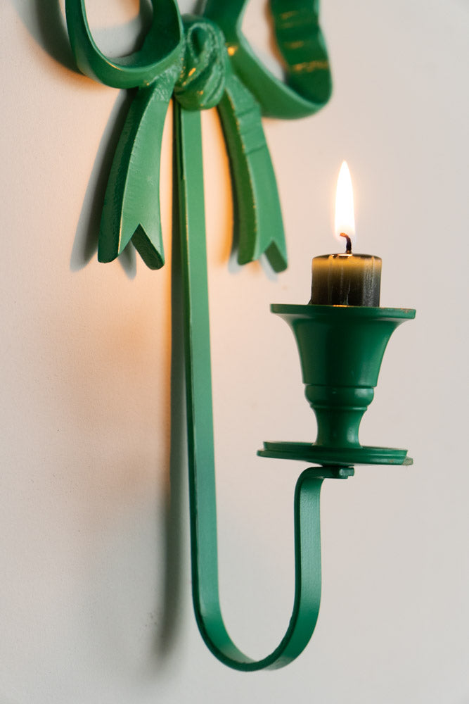 Green Bow Wall-Mounted Candle Holder