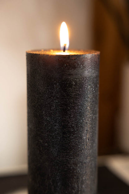 Metallic Anthracite Shimmer Pillar Candle - Large