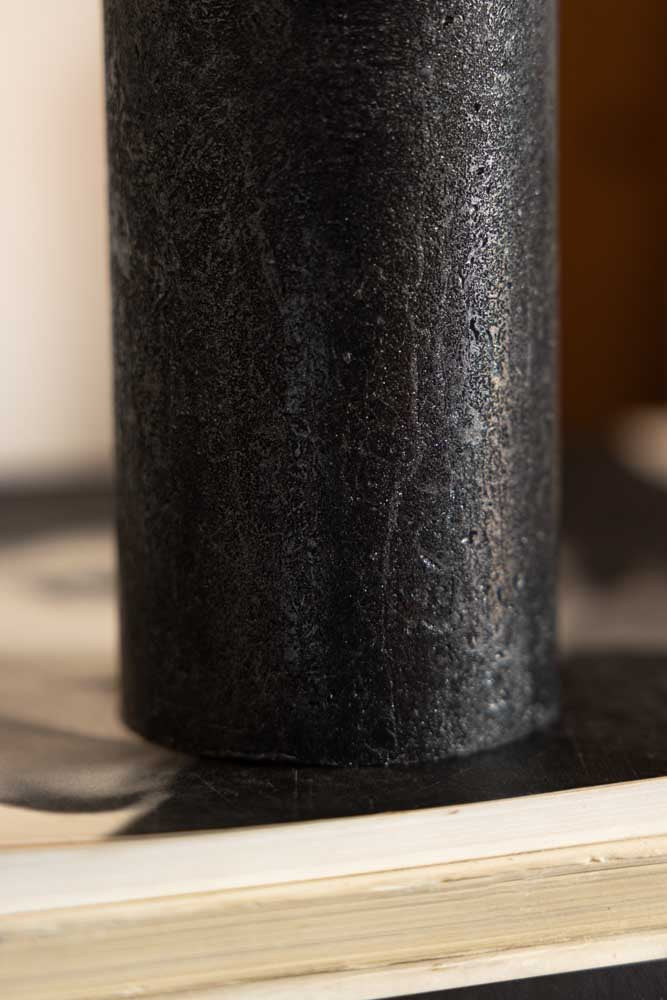 Metallic Anthracite Shimmer Pillar Candle - Large