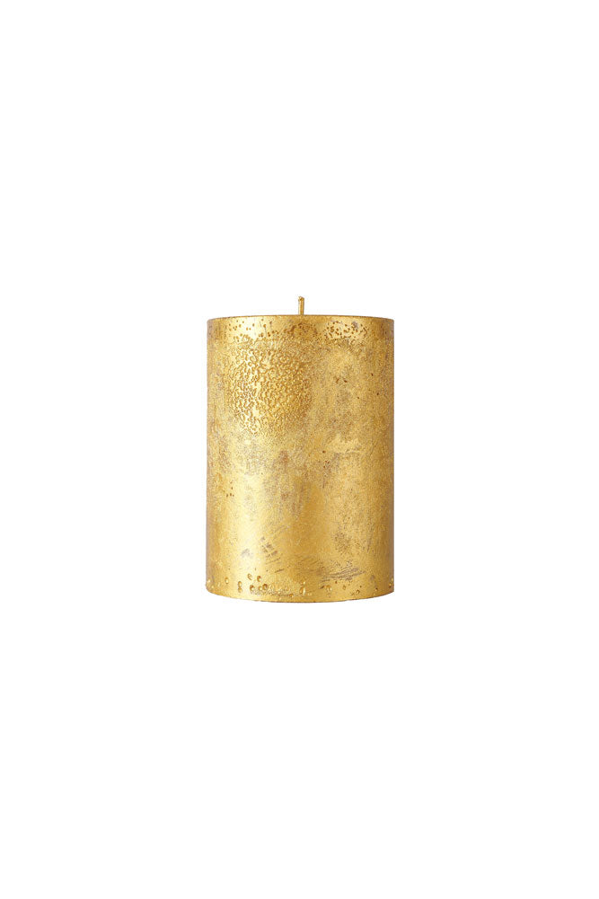 Shiny Gold Pillar Candle - Short