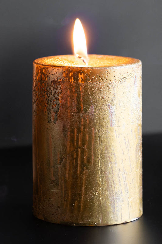 Shiny Gold Pillar Candle - Short