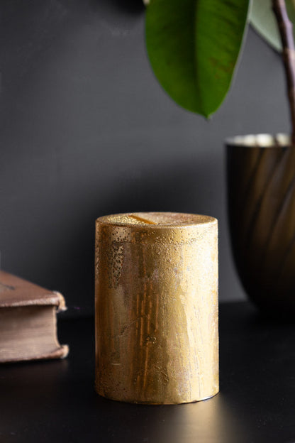 Shiny Gold Pillar Candle - Short