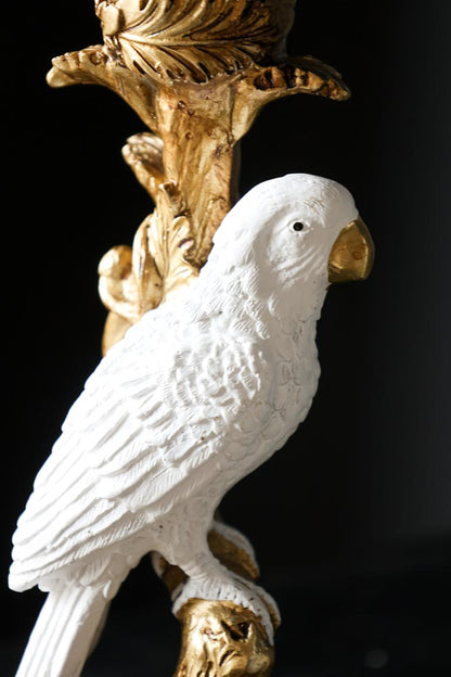 White Parrot Candlestick Holder