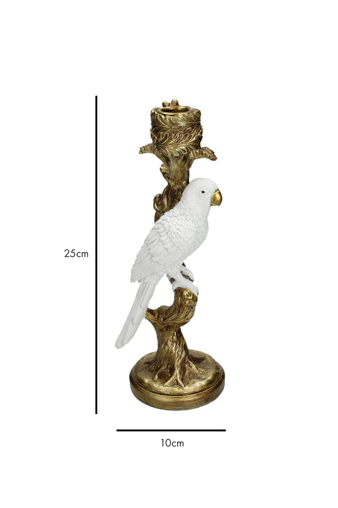 White Parrot Candlestick Holder