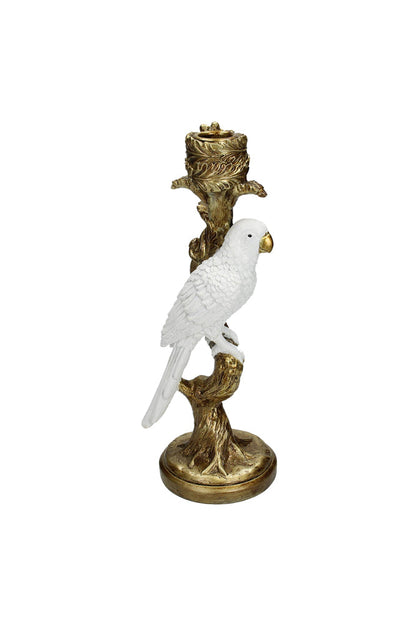 White Parrot Candlestick Holder