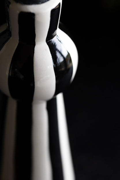 Black & White Stripe Candlestick Holder