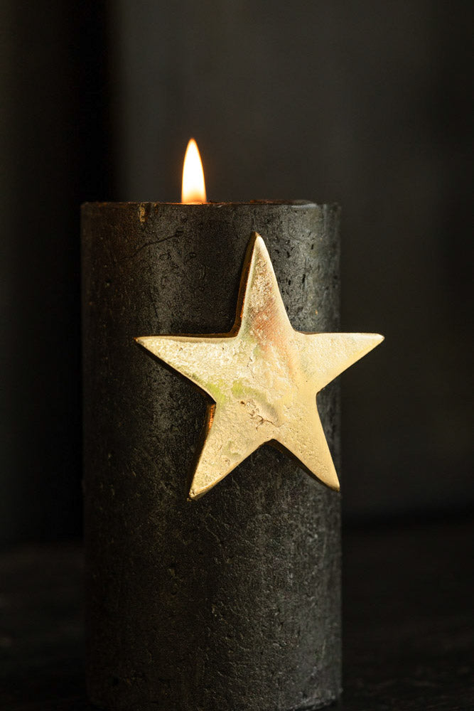 Set Of 4 Gold Star Pillar Candle Pins