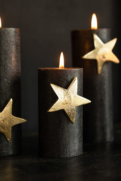 Set Of 4 Gold Star Pillar Candle Pins