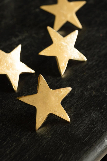 Set Of 4 Gold Star Pillar Candle Pins